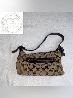 Coach Brown Signature Jacquard Small Shoulder Bag